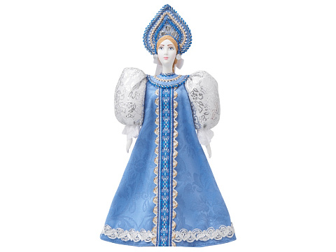 Подарочный набор: кукла фарфоровая, крем-мед, голубой - рис 2.