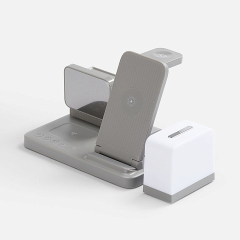 Зарядная станция с электронными часами и подсветкой Large Charge ver.3, серая - рис 6.