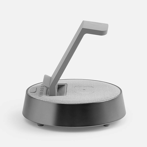 Bluetooth-колонка с беспроводной зарядкой и часами netEnergy, серая - рис 4.
