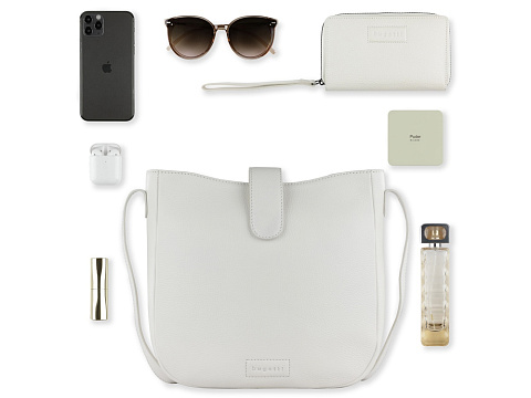 Сумка женская BUGATTI ЭЛЬЗА | ELSA, белая, воловья кожа/полиэстер, 29х8х27 см - рис 11.