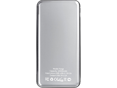 Внешний аккумулятор Forge v.2, металл, 10000mah, серебристый - рис 3.