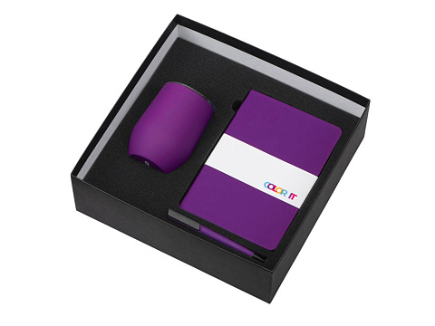 Подарочный набор c блокнотом C2, ручкой и термокружкой, фиолетовый - рис 2.