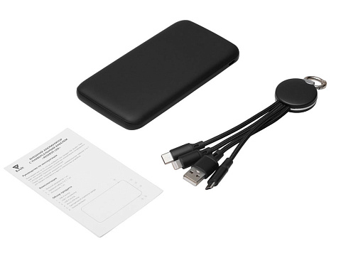 Набор из внешнего акуумулятора и универсального кабеля с подсветкой лого Reserve LED, 10000mAh, черный - рис 4.