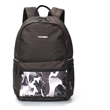 Рюкзак TORBER ГРАФФИТИ, серый с карманом черно-белого цвета, полиэстер, 44 х 31 х 18 см