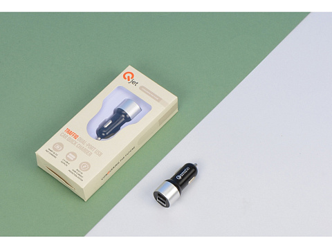 Адаптер автомобильный USB с функцией быстрой зарядки QC 3.0 TraffIQ, черный/серебристый - рис 7.