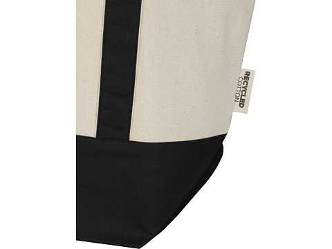 Sam эко- сумка из переработанного хлопка, сертифицированного согласно GRS, плотностью 320 г/м² - сплошной черный / Натуральный - рис 5.