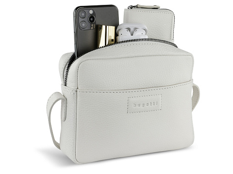 Сумка кросс-боди женская BUGATTI ЭЛЬЗА | ELSA, белая, воловья кожа/полиэстер, 19х5,5х14 см - рис 10.
