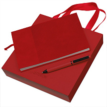 Набор блокнот в гибкой обложке А5 и металлическая шариковая ручка Nabokov, красный