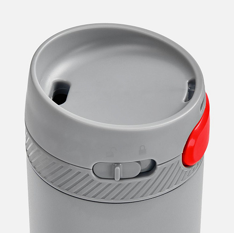 Термостакан X1 с цветной кнопкой, серый с красным - рис 4.