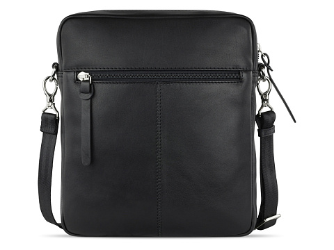 Сумка наплечная мужская BUGATTI КОМЕТА | COMET, чёрная, воловья кожа/полиэстер, 23,5х5х26 см - рис 8.