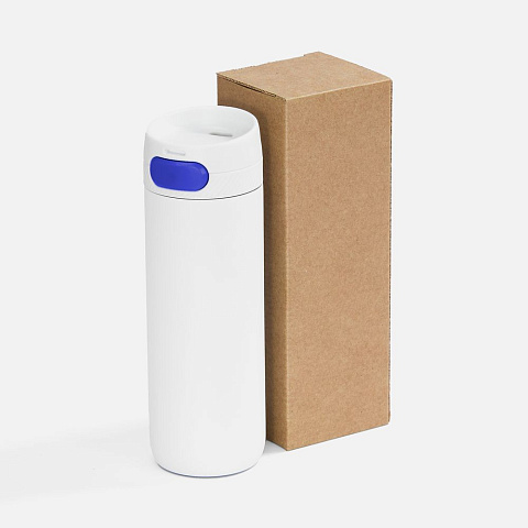 Термостакан X1 с цветной кнопкой, белый с синим - рис 6.