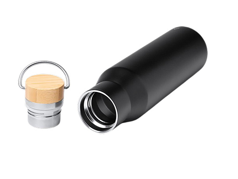 Термобутылка Мэйер из нержавеющей стали, с бамбуковой крышкой, серебристый - рис 4.