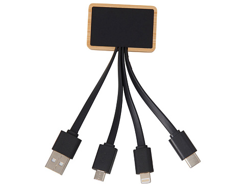 Кабель 3-в-1 с подсветкой лого Reedia S6, бамбук, черный - рис 2.