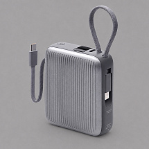 Внешний АКБ NRG Turbo Cable 10000 mAh, 22,5Вт, графит, Deppa