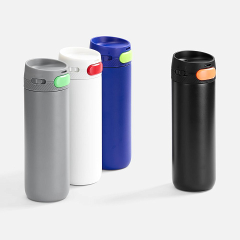 Термостакан X1 с цветной кнопкой, серый с зеленым - рис 7.