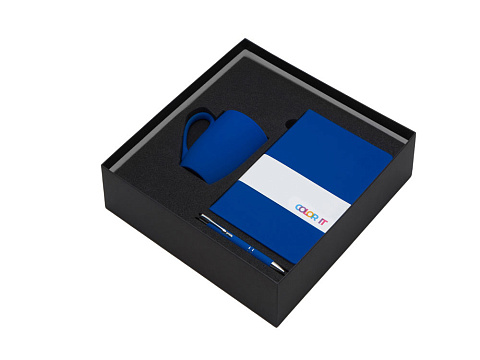 Подарочный набор с блокнотом С1, металлической ручкой и кружкой, синий - рис 2.