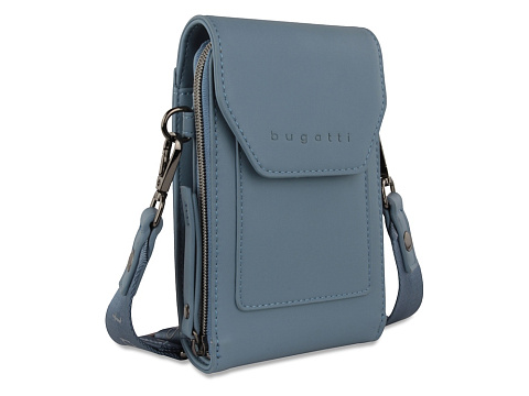 Сумка наплечная BUGATTI АЛМАТА | ALMATA, голубая, полиуретан, 11х4х19 см