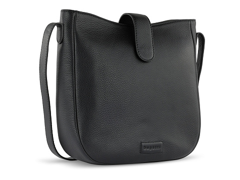 Сумка женская BUGATTI ЭЛЬЗА | ELSA, чёрная, воловья кожа/полиэстер, 29х8х27 см