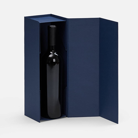 Коробка складная под бутылку Color Jacket Fold, темно-синяя - рис 3.