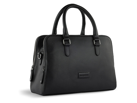 Сумка женская BUGATTI ЭЛЬЗА | ELSA, чёрная, воловья кожа/полиэстер, 32х13х22 см