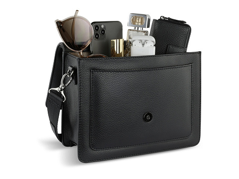 Сумка через плечо женская BUGATTI ЭЛЬЗА | ELSA, чёрная, воловья кожа/полиэстер, 25х8,5х20 см - рис 10.