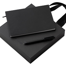 Набор блокнот в гибкой обложке А5 и металлическая шариковая ручка Nabokov, черный