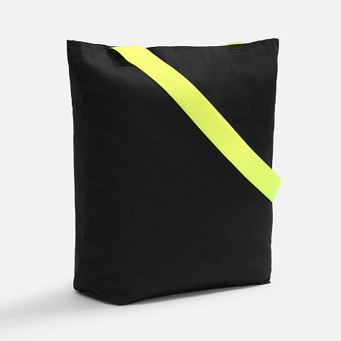 Шопер B5, черный с широкими желтыми ручками - рис 2.