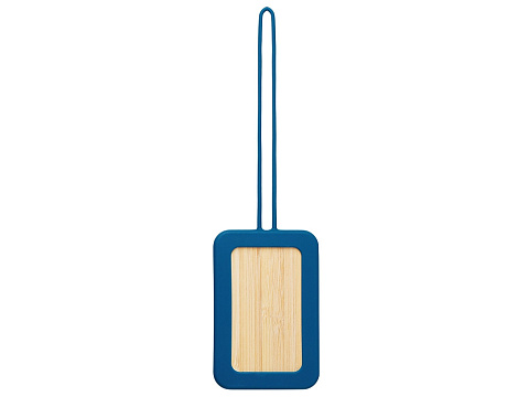 Бамбуковая багажная бирка с силиконовым чехлом Тагу, темно-синий - рис 2.