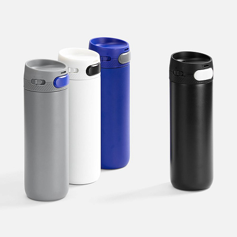 Термостакан X1 с цветной кнопкой, серый с синим - рис 7.