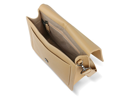 Сумка через плечо женская BUGATTI ЭЛЬЗА | ELSA, песочного цвета, воловья кожа/полиэстер, 25х8,5х20 см - рис 6.