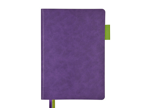 Ежедневник А5 датированный Boston 2026, фиолетовый с салатовым обрезом - рис 2.