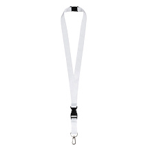 Ланъярд 2 см под сублимацию с карабином, межуровневым замком и замком обрыва, серебристый