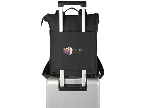 Рюкзак для ноутбука 15,6 Turner объемом 12 л со сворачивающимся верхом, изготовленный из переработанных материалов по стандарту GRS - сплошной черный - рис 7.