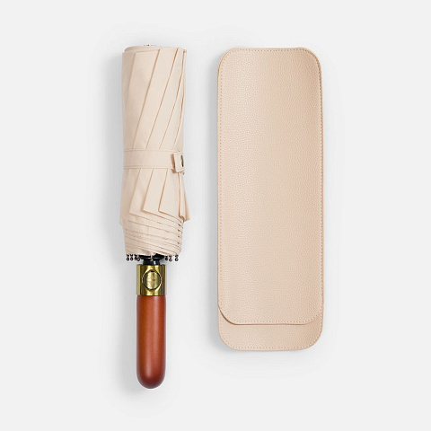 Зонт складной Cloudburst в подарочной упаковке, бежевый - рис 5.