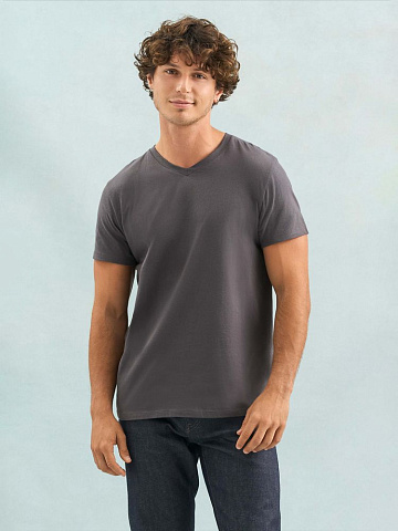 Футболка унисекс Regent с V-образным вырезом, черная - рис 5.