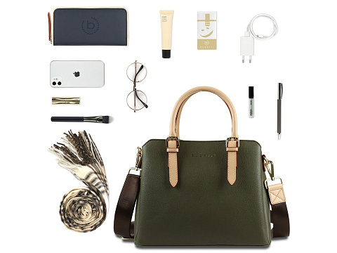 Сумка женская BUGATTI ЭЛЛА | ELLA, оливковая, полиуретан, 30х12х23 см - рис 6.