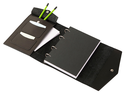 Блокнот кожаный А5 на кольцах, черный - рис 9.