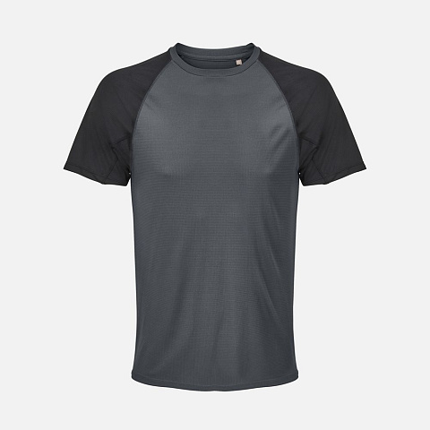 Футболка спортивная унисекс Vortex, черная с темно-серым - рис 2.