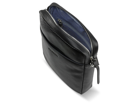 Сумка наплечная мужская BUGATTI КОМЕТА | COMET, чёрная, воловья кожа/полиэстер, 23,5х5х26 см - рис 3.