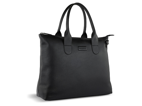 Сумка-шоппер BUGATTI ЭЛЬЗА | ELSA, чёрная, воловья кожа/полиэстер, 46х11х31,5 см