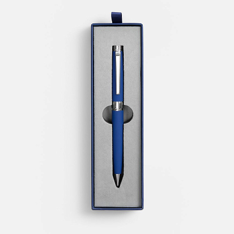 Ручка шариковая Broad Ring Soft Touch в футляре, синяя - рис 3.