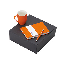 Подарочный набор с блокнотом С2, металлической ручкой и кружкой, оранжевый