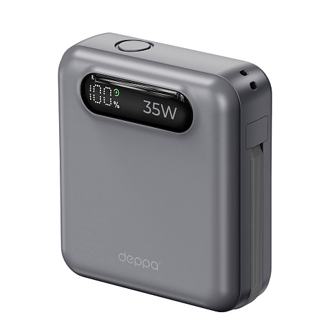 Внешний АКБ NRG Turbo Cable 10000 mAh, 35Вт, графит, Deppa - рис 4.