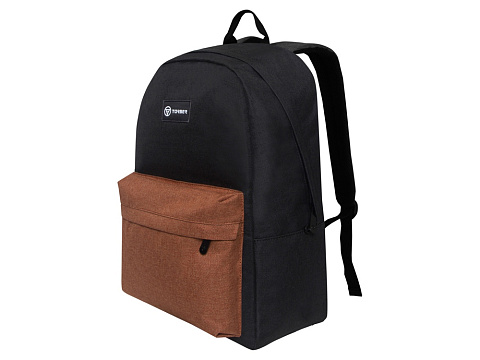Рюкзак TORBER ГРАФФИТИ, черный с карманом коричневого цвета, полиэстер меланж, 42 х 29 x 19 см - рис 2.