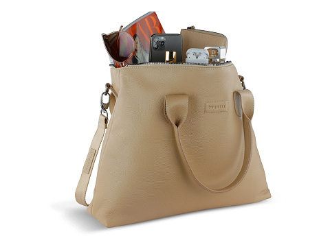 Сумка-шоппер BUGATTI ЭЛЬЗА | ELSA, песочного цвета, воловья кожа/полиэстер, 46х11х31,5 см - рис 10.