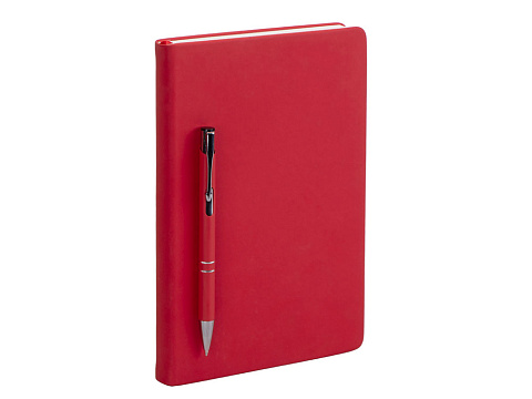 Подарочный набор с блокнотом С3, металлической ручкой и термобутылкой, красный - рис 3.