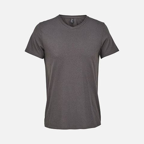 Футболка унисекс Regent с V-образным вырезом, темно-серая - рис 2.