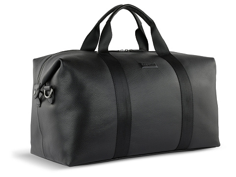 Сумка дорожная BUGATTI ЭЛЬЗА | ELSA, чёрная, воловья кожа/полиэстер, 47х22х24/30 см