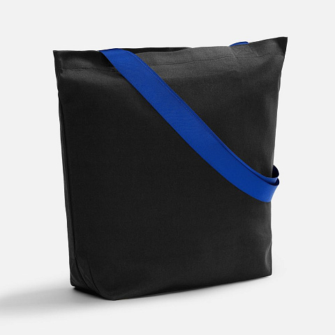 Шопер B5, черный с широкими синими ручками - рис 2.