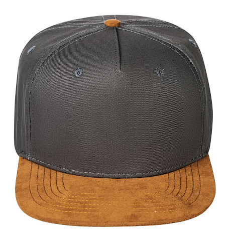 Бейсболка Foreside с прямым козырьком, серая с коричневым - рис 4.